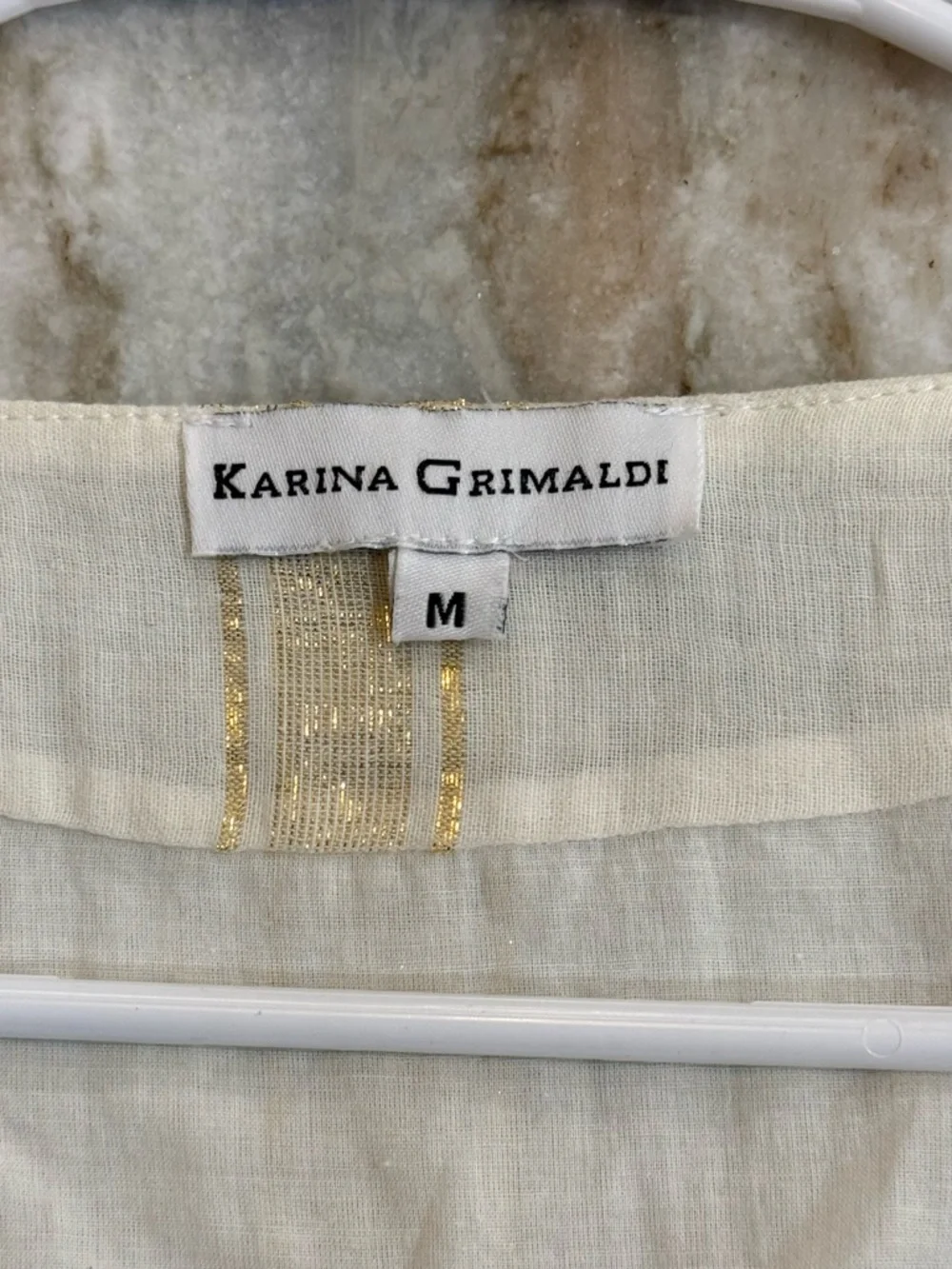 Women’s KARINA GRIMALDI gold & cream mini dress- Size Medium - Picture 4 of 6